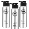 Pigeon by Stovekraft Inox hydra 700ml pack of 3 Stainless Steel Drinking Water Bottle 700ml Flipper Cap- Silver (1 year Warranty)